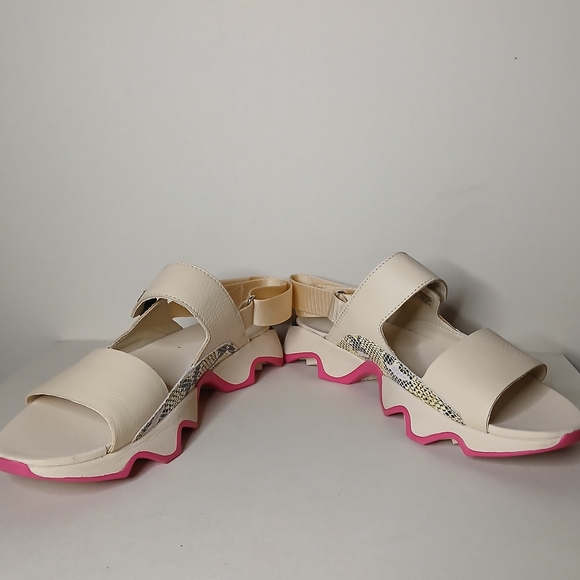 Sorel Sport Sandals Cream Pink Platform Snake Print Women’s 12 - Picture 3 of 10